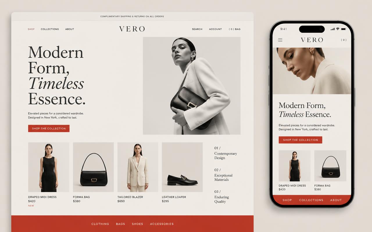Vero Studio — Retail & E-commerce website concept by No Agency
